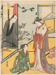 "Go Taiheiki Shiraishi Banashi" dizisinden Daifukuya (Daifukuya no dan) sahnesi by Torii Kiyonaga