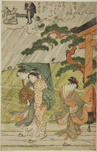 Mimeguri Tapınağında Ani Duş by Torii Kiyonaga