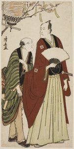 Aktör Ichikawa Danjuro V ve görevlisi, özel hayatta Aktörleri gösteren isimsiz bir dizi baskıdan by Torii Kiyonaga