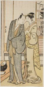 Bir geyşa ile Aktör Ichikawa Yaozo III, özel hayatta Aktörleri gösteren isimsiz bir dizi baskıdan by Torii Kiyonaga