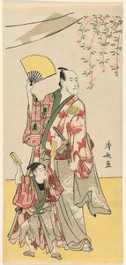 Aktörler Ichikawa Danjuro V ve Ichikawa Ebizo IV, Soga kardeşlerin tapınağının festivalini kutlayan on bir oyuncudan oluşan beşli bir parçadan by Torii Kiyonaga