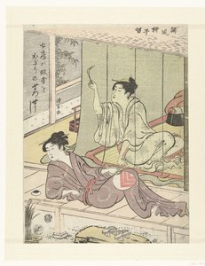 Bir yaz akşamı iki kadın Esprili şiirler koleksiyonu (dizi adı) Haifu yanagidaru (nesne üzerinde dizi başlığı) by Torii Kiyonaga