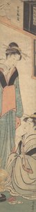 Hibachi Ateş Çömleğinin Yanında Konuşan İki Kız, ca. 1785. by Torii Kiyonaga