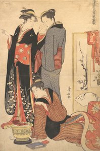 Ayakta Duran, Bir Çocuğu Tutan İki Kadın, ca. 1785. by Torii Kiyonaga