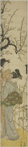 Erik çiçeklerini inceleyen iki kadın by Torii Kiyonaga