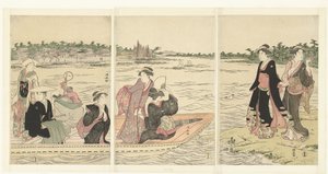 Sumida Nehri üzerinde Feribot by Torii Kiyonaga