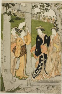 Mimeguri Tapınağını Ziyaret Eden Kadınlar by Torii Kiyonaga