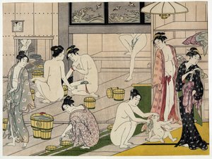 Kadınlar hamamda. Japon baskısı Torii Kiyonaga (1752-1815), yaklaşık 1785. Torii Okulu (ukiyo-e veya ukiyo e).