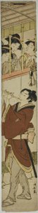 Üç Kız Izle Flüt Çalan Genç Adam by Torii Kiyonaga