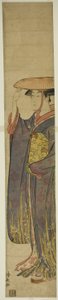 şapka takan genç kadın by Torii Kiyonaga