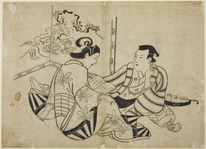 12 baskılık isimsiz bir seriden Ekran Önünde Mektup Okumak by Torii Kiyonobu I