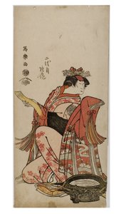 Kabuki oyuncusu Nakamura, kadın rolünde (onnagata), c.1794-1795 (kağıt üzerinde tahta blok) by Toshusai Sharaku