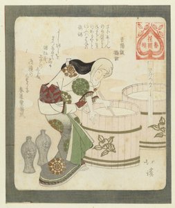 Sake yapmak iyidir Saketsukuriyochi (nesne üzerindeki başlık) Hanazono Şiir Derneği için bir dizi (dizi başlığı) Hanazono bantsuzuki (nesne üzerinde seri başlığı) by Totoya Hokkei