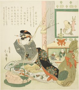 Bir Tokonoma Oyuk Tarafından Oturan Bayan by Totoya Hokkei