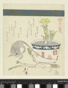 Fare ve Adonis ile gel Otuz altı kuş serisi (dizi başlığı) Sanjurokutoritsukushi (nesne üzerinde dizi başlığı) by Totoya Hokkei