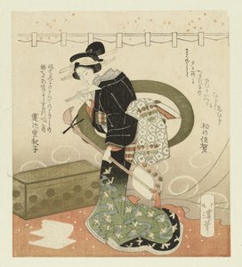 Shamisen olan kadın Beş Parçalı Çiçeklere hayran olmak hakkında (dizi başlığı) Hanami gobantsuzuki (nesne üzerinde seri başlığı) by Totoya Hokkei
