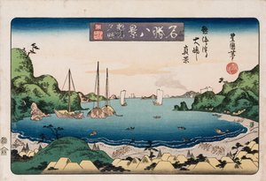 Dönen Gemiler, Kanazawa", "Ünlü yerlerin sekiz görünümü" serisinden by Toyokuni II