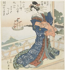 Fahişe Yabancı Bir Gemiye Bakıyor, 1818-1844 by Toyota Hokkei
