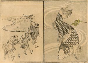 Üç adam ve sazan, 1814, 1924. by Toyota Hokkei
