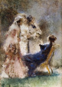 Cremona, Tranquillo (1837-1878) par. Karton üzerine suluboya, ebat : 52x36,5 by Tranquillo Cremona