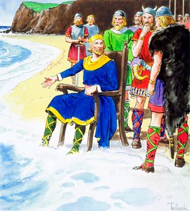 Kral Canute dalgaları durduramıyor, 11. yüzyılın başlarında c1900
