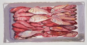Balık sandığı 4 (Billingsgate, Londra), 2016 (tahta üzerine yağlıboya) by Trevor Burgess