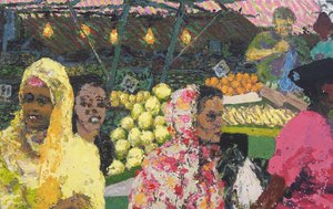 Ridley Road Market (Londra), 2002 (tuval üzerine yağlıboya) by Trevor Burgess
