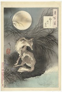 Musashi Ovası'nın Ayı Musashino no tsuki (nesne üzerindeki başlık) Ayın Yüz Yönü (dizi başlığı) Tsuki hyakushi (nesne üzerindeki dizi başlığı) by Tsukioka Yoshitoshi