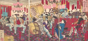 Polis Müfettişi Partisi: Yiyecek ve İçecek Hediyesi, Eylül 1877. by Tsukioka Yoshitoshi