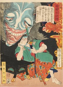 Bir hayaletle Takagi Umanosuke, 1866 by Tsukioka Yoshitoshi