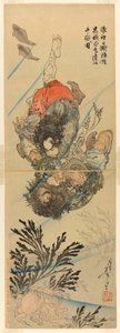 Sualtı Mücadelesinde Zhang Shun, Dalgalardaki Beyaz Sıçrama ve Kara Kasırga Li Kui (Rori Hakucho Chojun ve Kokusenpu Riki) by Tsukioka Yoshitoshi
