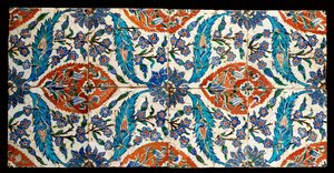 Sekiz kompozit İznik çok renkli kare karo, c.1575 by Turkish School