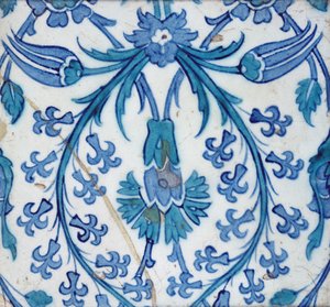 Çiçek desenli İznik çini (renkli sırlı seramik) by Turkish School
