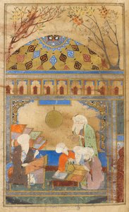 Nasıreddin'in Meraga'daki rasathanesi. Nasıreddin Tusi (ö.1274) ve rasathaneyi kuran dört kişi. by Turkish School