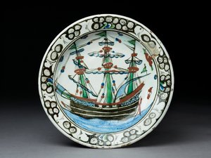 Sıraltı bezemeli taş hamurlu tabak, İznik, c.1620-30 (seramik) by Turkish School