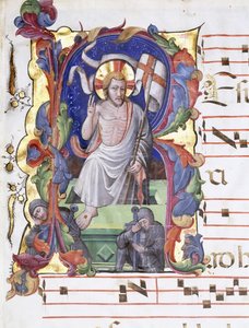 Dirilişi gösteren çok büyük "A" harfi, c.1400-1450 by Tuscan School