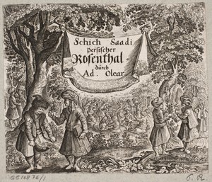 Frontispiece til Adam Olearius, “Dahice bir şair Schich Saadi tarafından Farsça Rosenthal […]”, Schleswig 1660 by Ubekendt