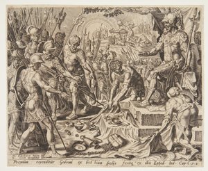 Gideon ganimetlerden pay alıyor by Ubekendt efter Maarten van Heemskerck