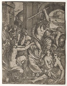 Herkül İlham Perileri Tapınağından Kıskançlık Sürerken, 1522-24. by Ugo da Carpi