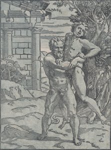 Herkül ve Antaeus, M.Ö. 1517-18. by Ugo da Carpi