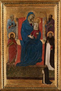 Bakire ve Çocuk, Aziz Peter, Paul, Vaftizci Yahya ve Dominic ve Dominikli ile Enthroned ... by Ugolino da Siena