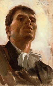 Genç bir adamın başı (tuval üzerine yağlı boya)