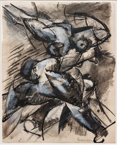 Hareket halindeki insan formlarını yönetmek istiyorum (Dinamik Ayrışma) by Umberto Boccioni