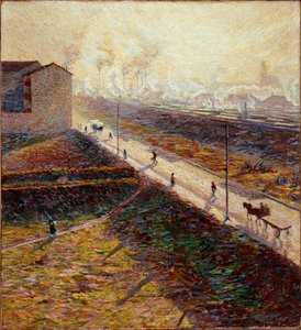 Sabah veya “” Sabahın erken saatlerinde banliyö yolu”” Umberto Boccioni