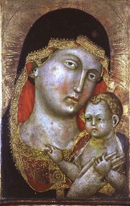No.1757 Bakire ve Çocuk, c.1400 (panel) by Umbrian School