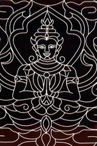 20151028, Vientiane, Laos : Wat Ong Teu Budist Tapınağı. Bir Tanrıça bir pencereyi süslüyor by Unbekannt