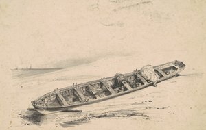 Sahilde Bir Uzun Tekne, 19. yüzyıl. by Unbekannt