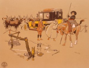 Sığırların ortasında sıkışmış bir Berliet arabası, 1906 by Unbekannt