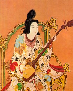 Shamisen Oynayan Bir Kız, 17. yüzyılın ikinci yarısı. by Unbekannt