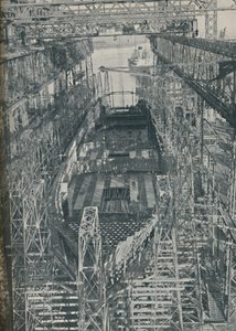 Çelik Yuva. Cunard White Star gemisi Georgic yapım aşamasında, 1927-1929, 1936 by Unbekannt